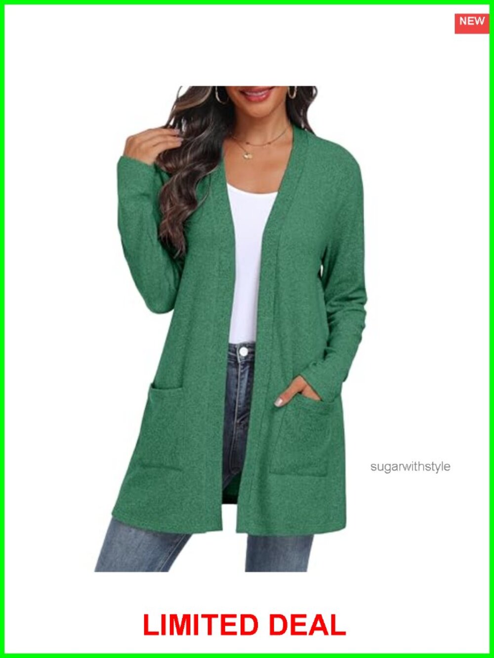 Open Front Lightweight Cable Knit Cardigan with Pockets